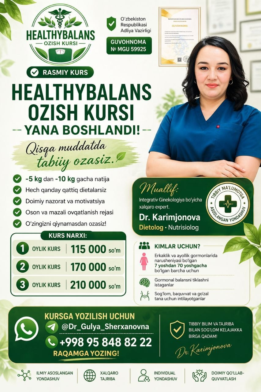 Healthy Balans ozish kursi